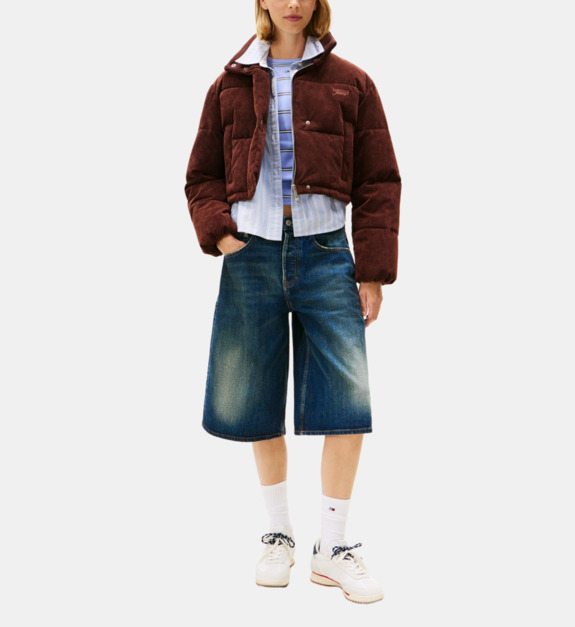 Doudoune matelassée en velours côtelé