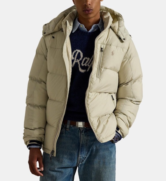 polo ralph lauren - Doudoune droite effet matelassé capuche - Beige