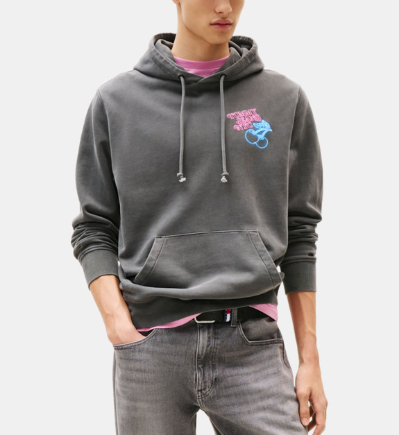 tommy jeans - Hoodie droit en coton délavé signature - Multicolore