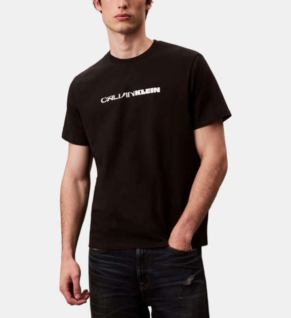 T shirt droit col rond avec imprimé