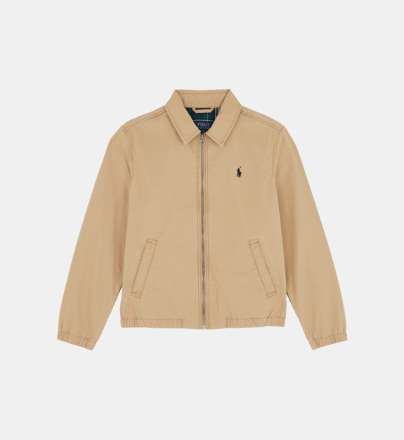 polo ralph lauren - Blouson droit siglé en toile de coton - Beige