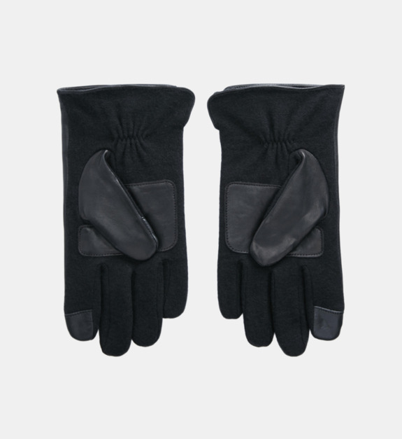 polo ralph lauren - Gants bi-matière cuir et laine - Noir