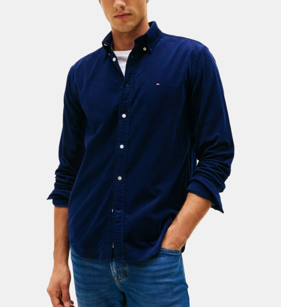 Chemise droite signature col américain