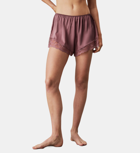 calvin klein - Short de pyjama satiné court détails résille ajourée - Rose