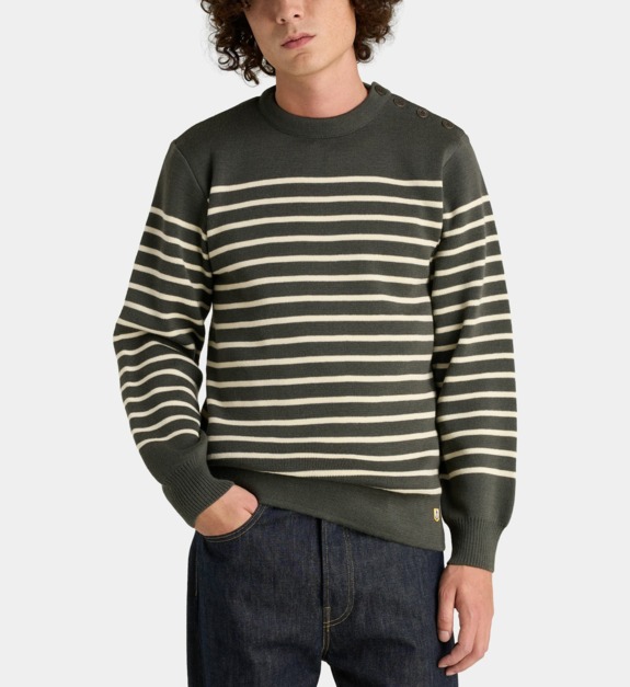 Pull Marin Héritage droit en laine rayée