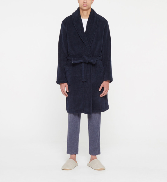 galeries lafayette - Peignoir long Bath coton bio - Bleu