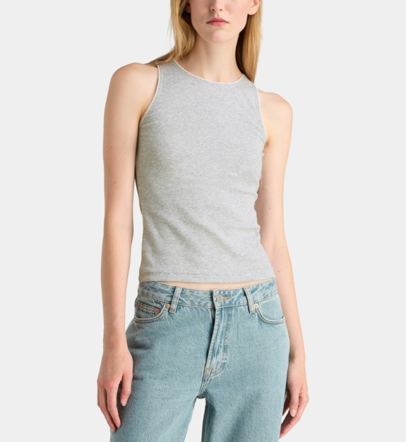 samsoe samsoe - Débardeur slim Sajune en coton bio - Gris