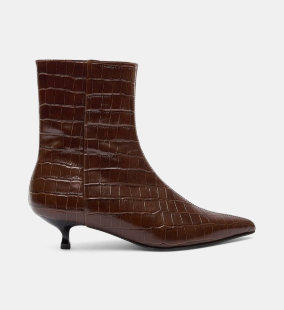 augusta - Bottines Paula effet crocodile - Marron