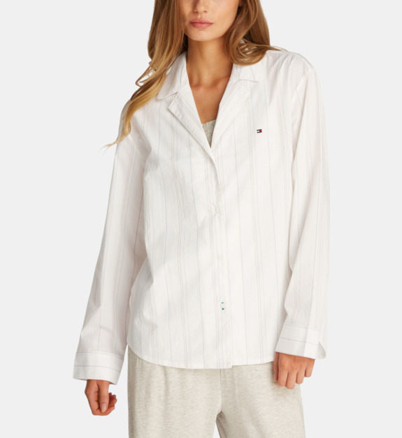 Chemise ample de pyjama en coton à rayures - vue 2