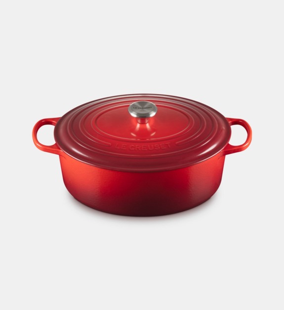 Cocotte ovale fonte émaillée cerise 33 cm