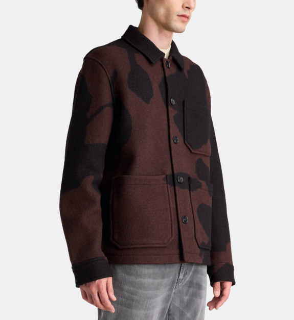 galeries lafayette - Veste surchemise Noilpri tachetée en laine - Marron