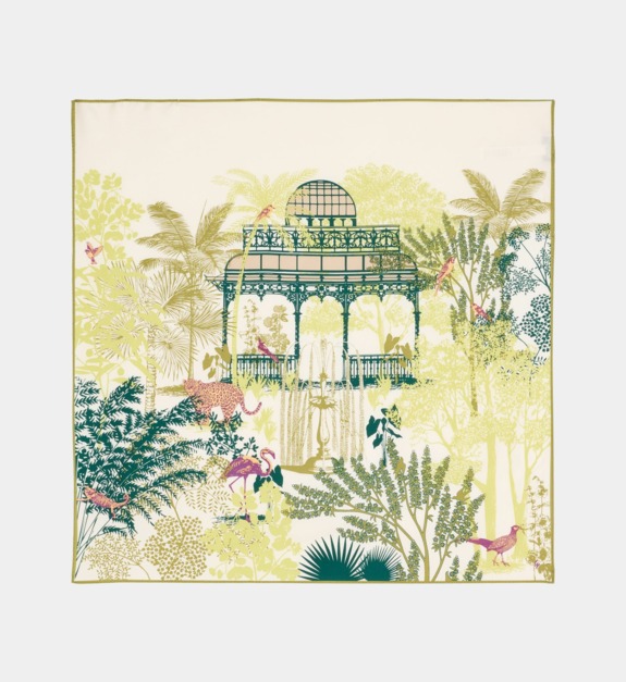 galeries lafayette - Carré Erin imprimé fantaisie en soie - Vert