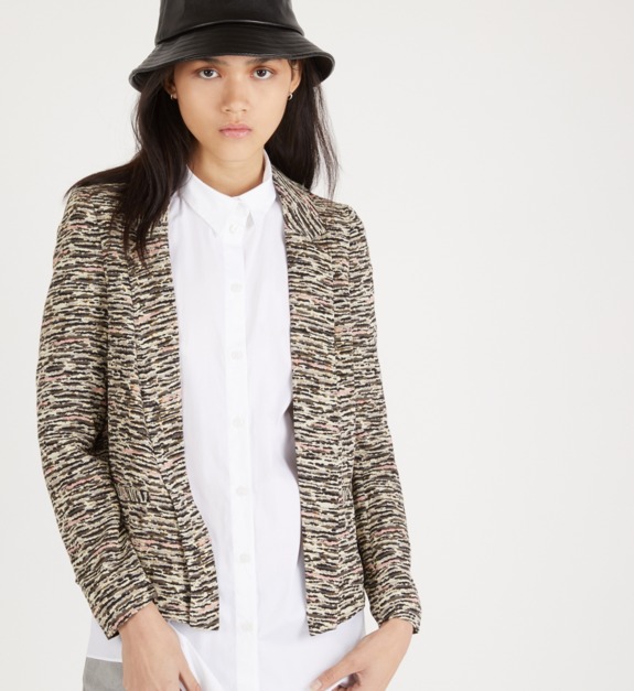 see u soon - Veste blazer droite chinée - Vert