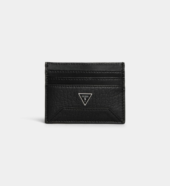 guess - Porte-cartes Barcellona en cuir grainé - Noir