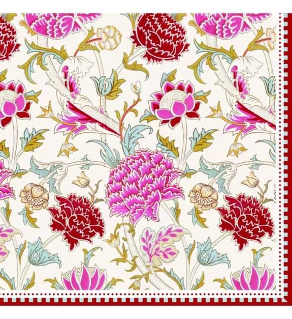 easy life - Serviettes de table William Morris rouge/fuchsia 33 x 33 cm - Rouge
