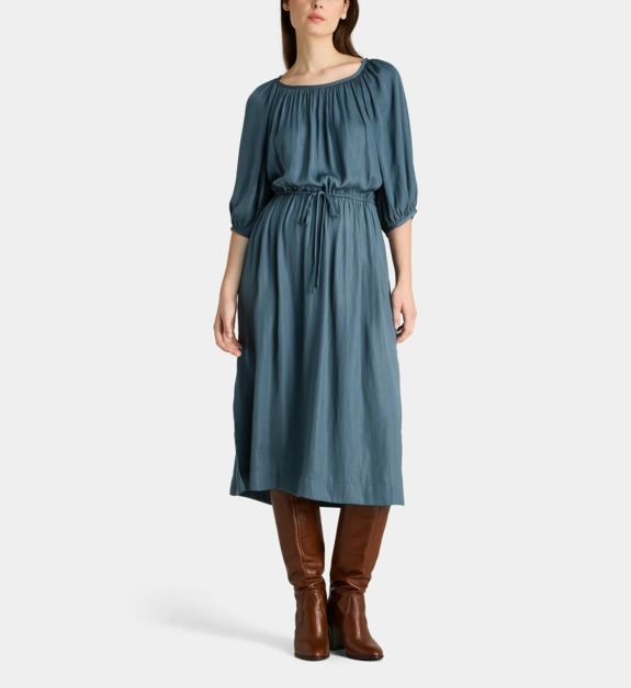 galeries lafayette - Robe Diane Sat fluide mi-longue - Bleu