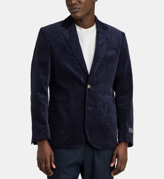 gant - Blazer en coton velours - Bleu