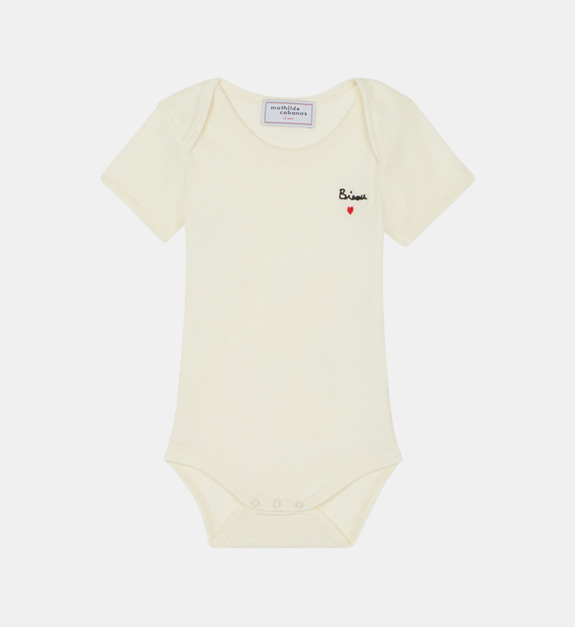 mathilde cabanas - Body broderies message coton biologique - Beige