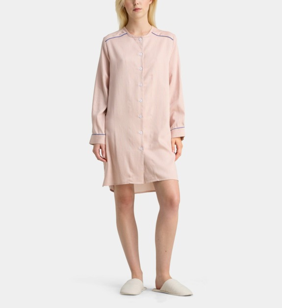 galeries lafayette - Chemise de nuit Zero Li rayée ample mi-longue en coton - Rose