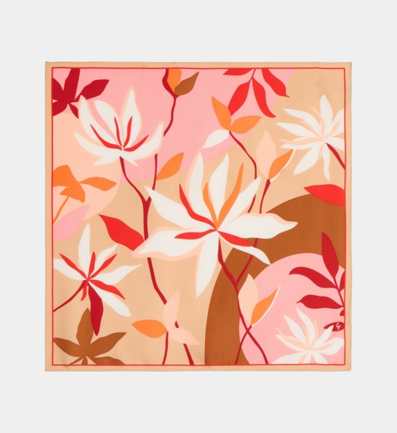 galeries lafayette - Carré de soie Faustine imprimé floral - Beige