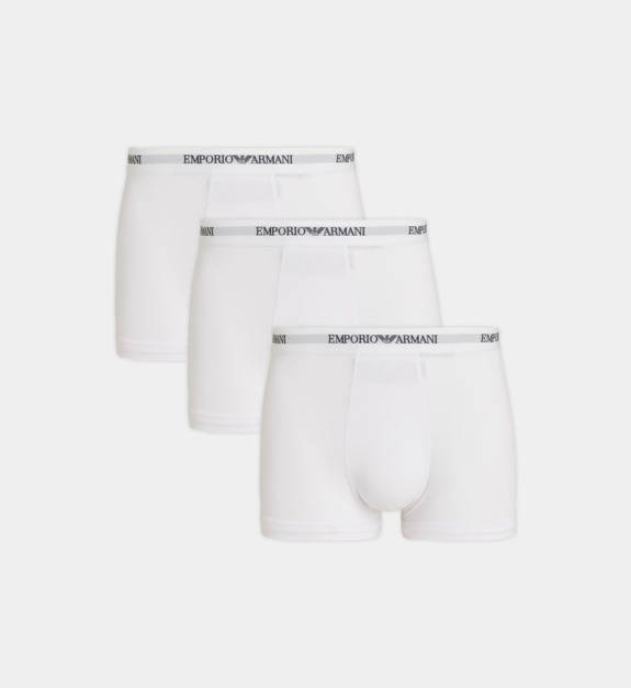 emporio armani - Lot 3 boxers stretch en coton - Blanc